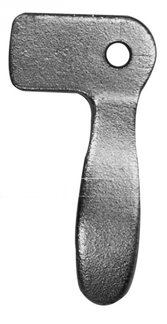 End Gate Latch, Heavy Duty, Left Hand, Mallaeble Iron, Zinc Plated, Beveled Cam Action, Length 5 in., Cam Width 1.5 in.