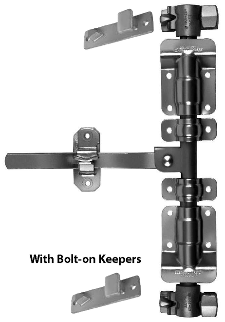 Lock with Bolt on Keepers, Galvanized Finish