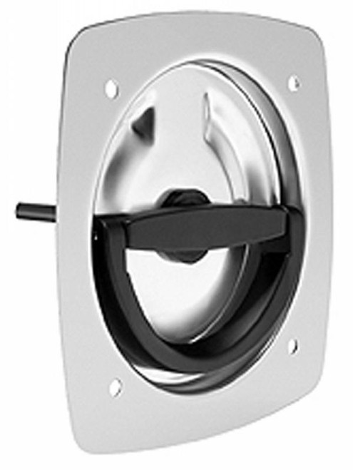 Flush, Single Point Square D-Ring Latch, Key-Locking With Pillar Lock, With 5/16 In. X 3-13/16 In. Square Shank, Black Pvc Coated Handle, (4) 7/32 In. Dia. Mtg. Holes On 3-15/16 In. Centers, Ss, Keyed 1250