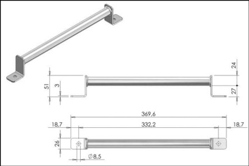 Grab Handle, Stainless Steel, 333mm (13.11 In. L)