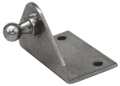 Mounting Bracket for Gas Springs, 10mm ball stud, 90 degree bend, (2) .200 in. mounting holes on 1.5 in. centers, Zinc finish