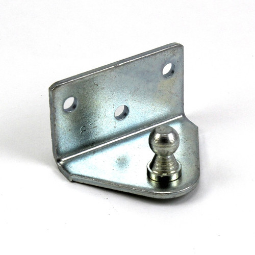 Mounting Bracket for Gas Springs, 90 degree bend, with stud and holes, ball stud facing in reverse direction, Zinc finish