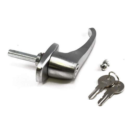 L-Style Handle, 90 Clockwise Rotation, 5/16 In. Square Shaft, Blind Fastened With 8-32 Screws, Supplied With 2 Screws, Key-Locking, Satin Chrome Finish