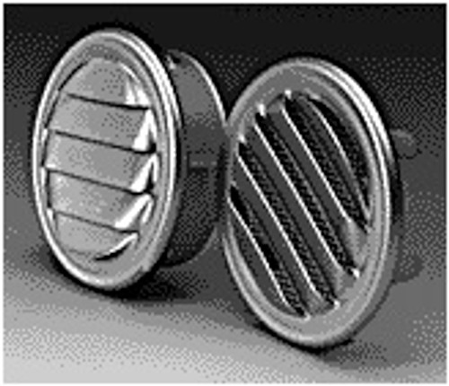 Louvered Vent, Aluminum, 2 in. Diameter Round, Adjustable Vent Control,