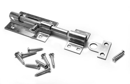 Barrel Bolt, Extra Heavy Duty with Strike, Zinc Plated, Length 5 in.