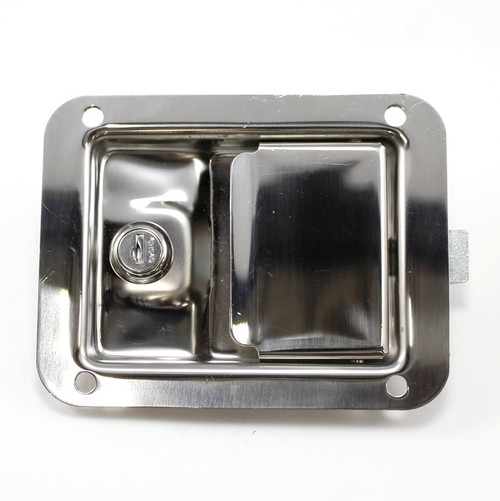 Paddle Handle Latch, Single-Point, Key-Locking, 5-1/2 In. L X 4-1/4 In. W, 30 All-Steel Bolt, Ss, Keyed 545 PAD-1ESL-SS-545-30 |Austin Hardware