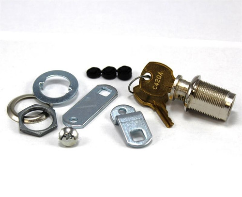 Disc tumbler cam lock, bright nickel, 3/4 in. mounting hole diameter, for 5/8 in. door thickness, keyed C420A