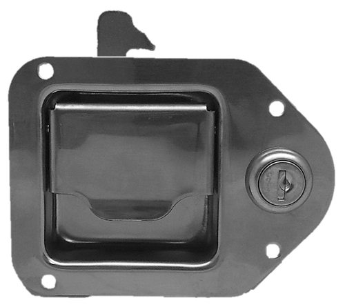 Paddle Handle, Single Point, Key-Locking, Hook At 90, No Rod Bushing, Designed For Use With Truck Tool Boxes Or Storage Containers, Stainless Steel. Keyed 545. PAD-L8800-SS-90-545 |Austin Hardware