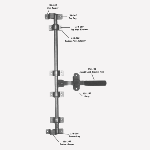 PH 158 SS Bar lock, narrow keepers allow minimum extension from body, stainless steel, pipe not included Austin Hardware & Supply