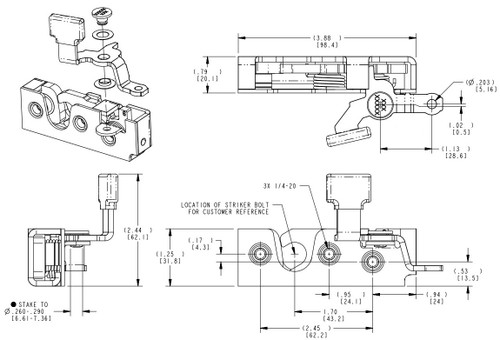 TriMark - Rotary latch, slimline, non-locking, right hand