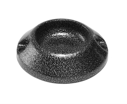 Cast aluminum wheel cup, round shape, 2.8 in. overall outside diameter, (2) #10 countersunk mtg. holes, vibratory (shiny) finish