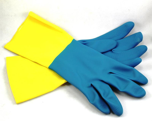 Flock Lined Neoprene Glove Yel/Blue Small Safety Clothing