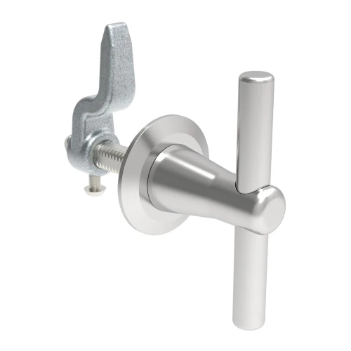 T-Handle Adjustable Grip Cam Latch, Zinc Plated, Bright Chromate Finish, .13-1.00 In. Grip Range, 1.00-2.00 In. Grip Range, .75 In. Door Thickness, Single-Point Latching