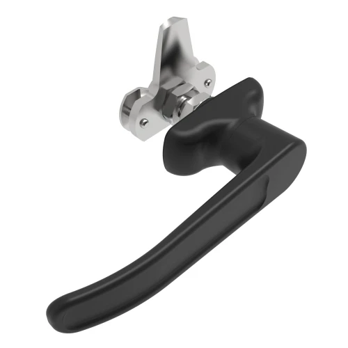 Southco Cam Latch L-Handle, Turn Clockwise to Latch / Lock, Short Cam, Zinc Alloy, Powder Coat, Black