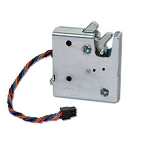Electronic rotary latch, steel, zinc plate, bright chromate, electronic access, 1/4-20, rivet/screw installation, concealed/internal profile, non-sealed connector, auto re-lock, no microswitch