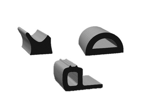 Rubber D-Shaped Gasket, Closed Cell Neoprene, Acrylic Base Adhesive, 15/16 In. W X 13/16 In. H Per 300 Ft. Roll, Black