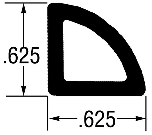 Rubber "Triangle" Shaped Gasket, Closed Cell Neoprene, Acrylic Base Pressure Sensitive Adhesive, 5/8 In. W X 5/8 In. H, Black