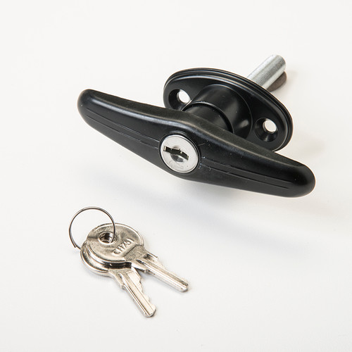 T-Handle, Zinc Diecast Material, Black Finish, 90CW Rotation, 5/16 In. Threaded Shaft, 1 1/2 In. Center To Center, Keyed Ch751 TB1501.5 BLK 751 TH |Austin Hardware