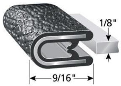 Edge Trim, Black Leather, for 1/8 in. Edge Thickness, Aluminum Clips