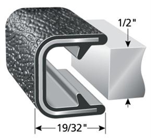 Edge Trim, Black Leather, For 1/2 In. Edge Thickness, Aluminum Clips, Sold by the foot.