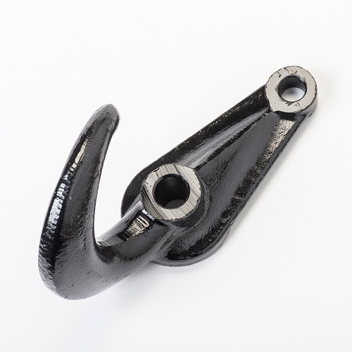 Tow hook, 13,500lbs. Max. Working load, right hand, drop forged from quality controlled steel, lightweight with exceptional strength, with (2) mtg. Holes, 1-1/2 in. Thickness through center boss, black finish