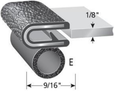 Trim-Lok Trim Seal With 3/8 In. Dia. Bulb, Black Pebble, For 1/8 In. Edge Thickness, Aluminum Clips, Bulb Location "E" TL 3100 B3 X 1/8-E |Austin Hardware