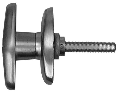 T-Handle, Zinc Die-Cast Material, Satin Chrome Finish, Clockwise Rotation, Non-Locking, Blind Fastened With 8-32 Screws, 1 1/2 In. Center To Center, 5/16 In. X 2 In. Threaded Square Shaft