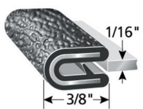 Edge Trim, Black Pebble, For 1/16 In. Edge Thickness, Aluminum Clips, Sold by the foot.