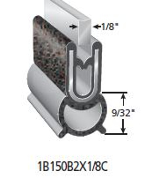 Trim Seal With 7/8 In. Dia. Ul Tested Nema Bulb, Black Leather, For 1/8 In. Edge Thickness, Aluminum Clips 250 Feet Per Box.