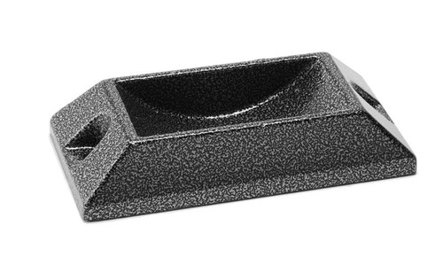 Cast Aluminum Wheel Cup, rectangular shape, 5 in. L x 2.44 in. W, x 1 in. Thick, 2 in. radius cup, 2 #10 mtg. holes, black iron vein powder coat TH3017-01 |Austin Hardware