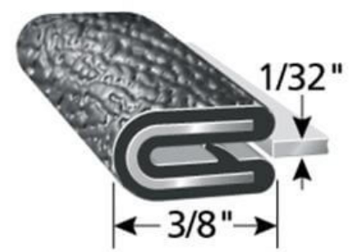 Edge Trim, Black Pebble, For 1/32 In. Edge Thickness, Aluminum Clips, Sold by the foot.