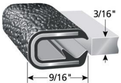 Edge Trim, Black Pebble, For 3/16 In. Edge Thickness, Aluminum Clips, Sold by the foot. - 1