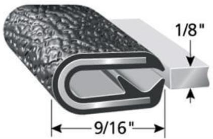 Trim-Lok Edge Trim, Black Pebble, For 1/8 In. Edge Thickness, Aluminum Clips, Sold by the foot. TL 200 B3 X 1/8 |Austin Hardware