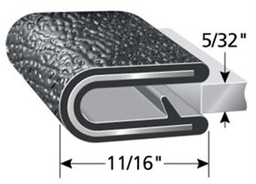 Edge Trim, Black Pebble, For 5/32 In. Edge Thickness, Steel Clips, Sold by the foot.