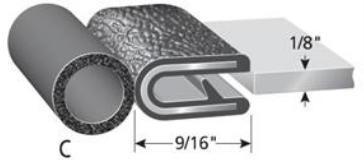Trim-Lok Trim Seal With 3/8 In. Dia. Bulb, Black Pebble, For 1/8 In. Edge Thickness, Aluminum Clips, Bulb Location "C" TL 3100 B3 X 1/8-C |Austin Hardware