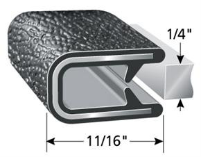 Trim-Lok Edge Trim, Black Leather, For 1/4 In. Edge Thickness, Aluminum Clips, Sold by the foot. - 1 TL 1350 B2 X 1/4 |Austin Hardware