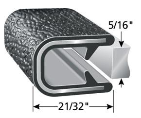 Trim-Lok Edge Trim, Black Leather, For 5/16 In. Edge Thickness, Aluminum Clips, Sold by the foot. TL 1350 B2 X 5/16 |Austin Hardware