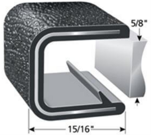 Edge Trim, Black Pebble, For 5/8 In. Edge Thickness, Steel Clips, Sold by the foot.
