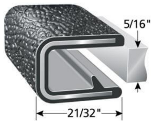 Edge Trim, Black Pebble, For 5/16 In. Edge Thickness, Aluminum Clips, Sold by the foot.