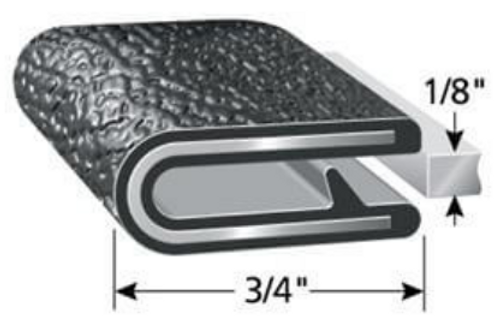 Edge Trim, Black Pebble, For 1/8 In. Edge Thickness, Aluminum Clips, Sold by the foot. - 1 - 2