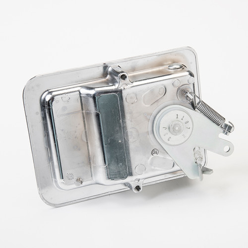 Single point paddle handle, flush mounted, all chrome, non-locking, single point .237 in. diameter pivot plate, left handed