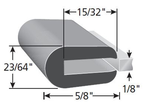 Rubber Edge Trim For 1/8 In. Thickness, Neoprene Rubber, Sold by the foot. - 1