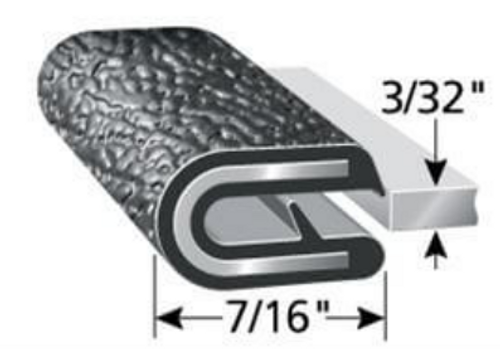Edge Trim, Black Pebble, For 3/32 In. Edge Thickness, Aluminum Clips, Sold by the foot