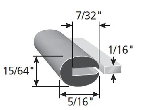 Rubber Edge Trim For 1/16 In. Thickness, Neoprene Rubber, Sold by the foot.