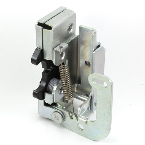 Two-rotor latch with bellcrank linkage, left hand, 1/4-20 unc, 3.23 x .79 long handle, remote, trip, 90, 2.32 x 2.93,  .40 slot