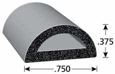 Trim-Lok Rubber D-Shaped Seal, Epdm Rubber, .750 In. W X .375 In. H, 3m Bonded Tape System, Sold by the foot. TL X119-BT |Austin Hardware