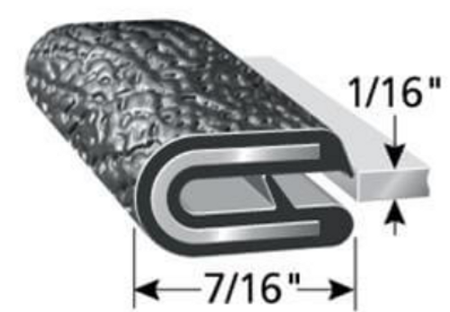 Edge Trim, Black Pebble, For 1/16 In. Edge Thickness, Aluminum Clips, Sold by the foot. - 1 - 2