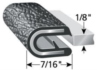 Trim-Lok Edge Trim, Black Pebble, For 1/8 In. Edge Thickness, Aluminum Clips, Sold by the foot. - 1 - 2 - 3 TL 75 B3 X 1/8 |Austin Hardware