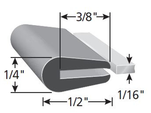 Rubber Edge Trim For 1/16 In. Thickness, Neoprene Rubber, Sold by the foot. - 1