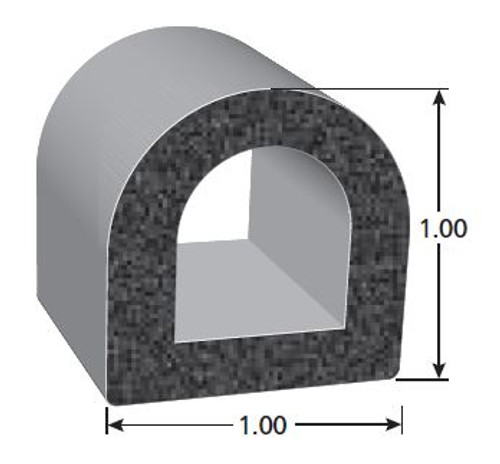 D-Shaped Neoprene Gasket, 1 In. Tall X 1 In. Wide With 3m Bonded Tape System, Sold by the foot.